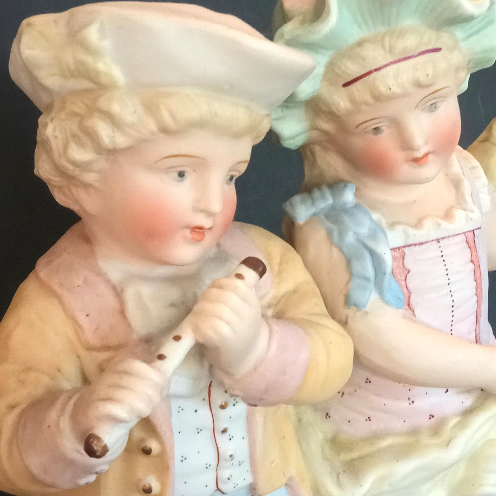 Antique German Bisque Figurine: Colonial Courting Couple, 10.5 Antique German Bisque Figurine: Colonial Courting Couple, 10.5