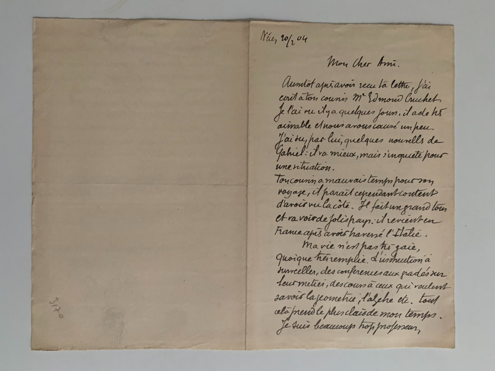 LOUIS LEON HATCHET - COMMANDER ECOLE POLYTECHNIQUE - WRITTEN LETTER 1904 (120)
