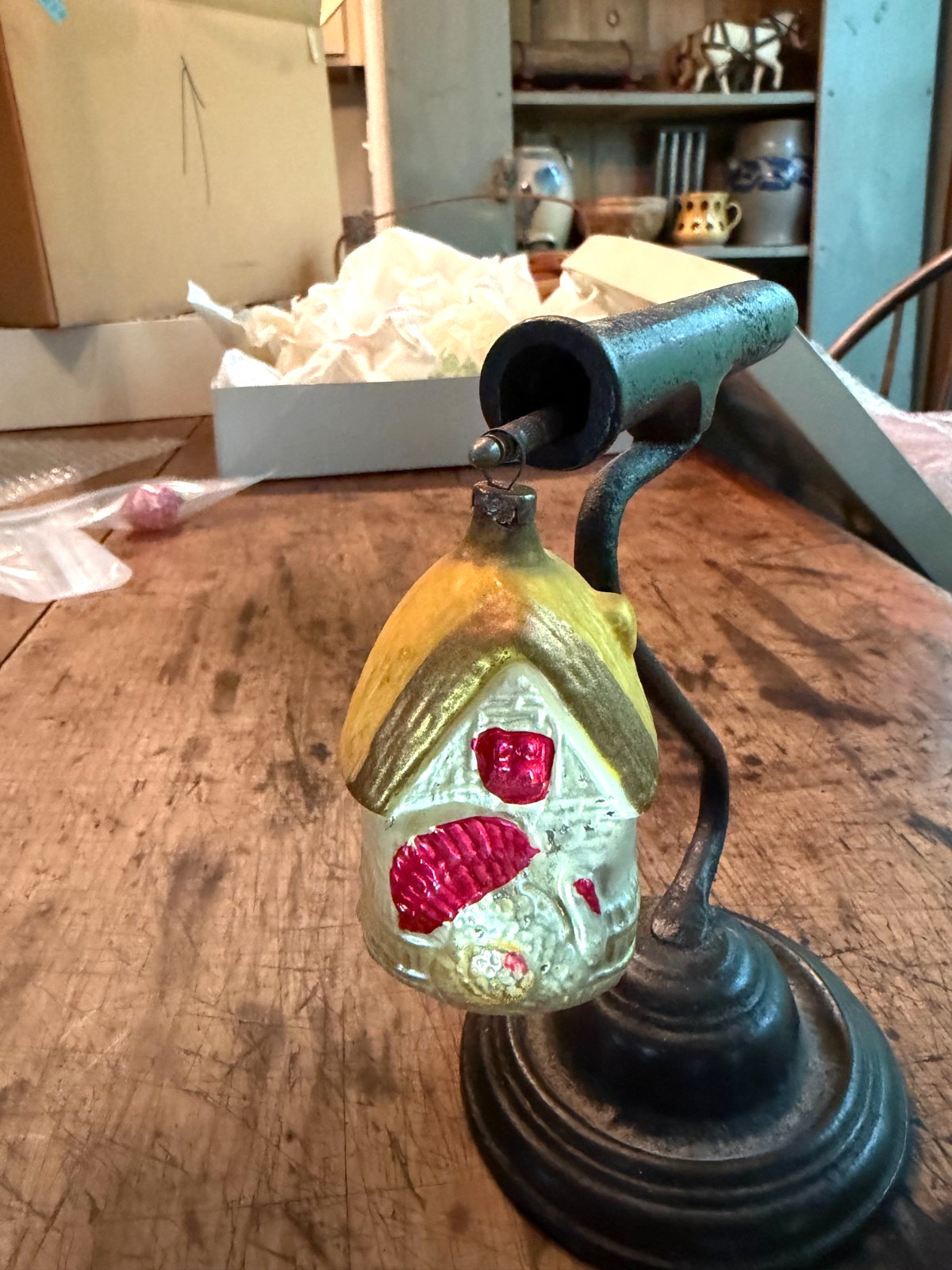 Antique 1920's German Mercury Glass Ornament House w/Turkey In Front, ships FREE Antique 1920's German Mercury Glass Ornament House w/Turkey In Front, ships FREE