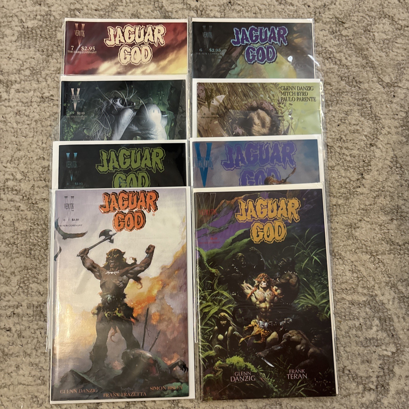JAGUAR GOD #0,1,2,3,4,5,6,7 FULL SET Glenn Danzig, Frank Frazetta Verotik JAGUAR GOD #0,1,2,3,4,5,6,7 FULL SET Glenn Danzig, Frank Frazetta Verotik