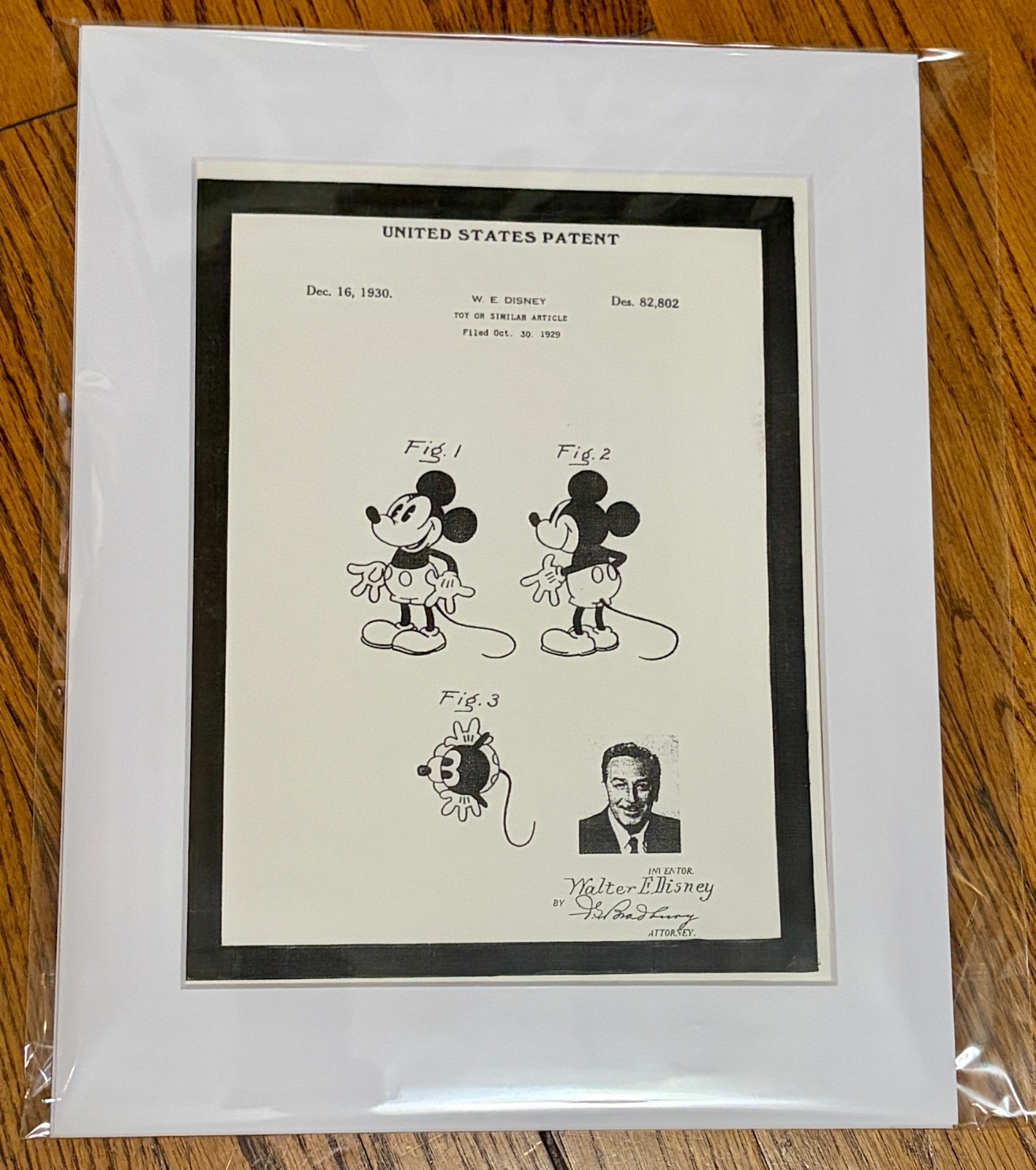 Vintage Mickey Mouse – Walt Disney 1930 Design Patent Reproduction