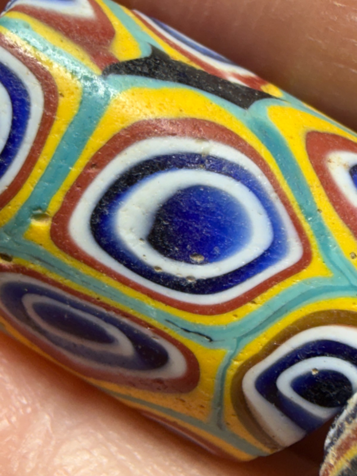 Authentic Antique 19thC Venetian Millefiori Mosaic Aurea Glass Trade Beads 14pc