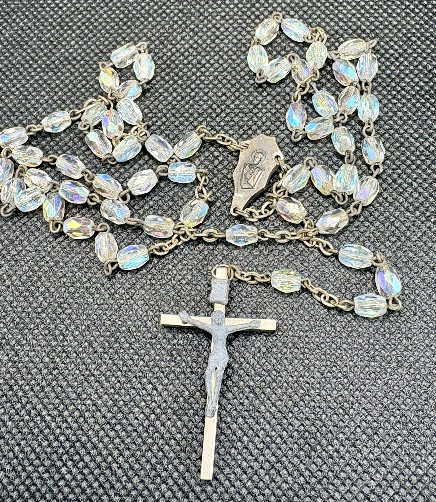 Vintage Rosaries Aurora Borealis Crystal Rosary Beads Italy Catholic Prayer Oval Vintage Rosaries Aurora Borealis Crystal Rosary Beads Italy Catholic Prayer Oval