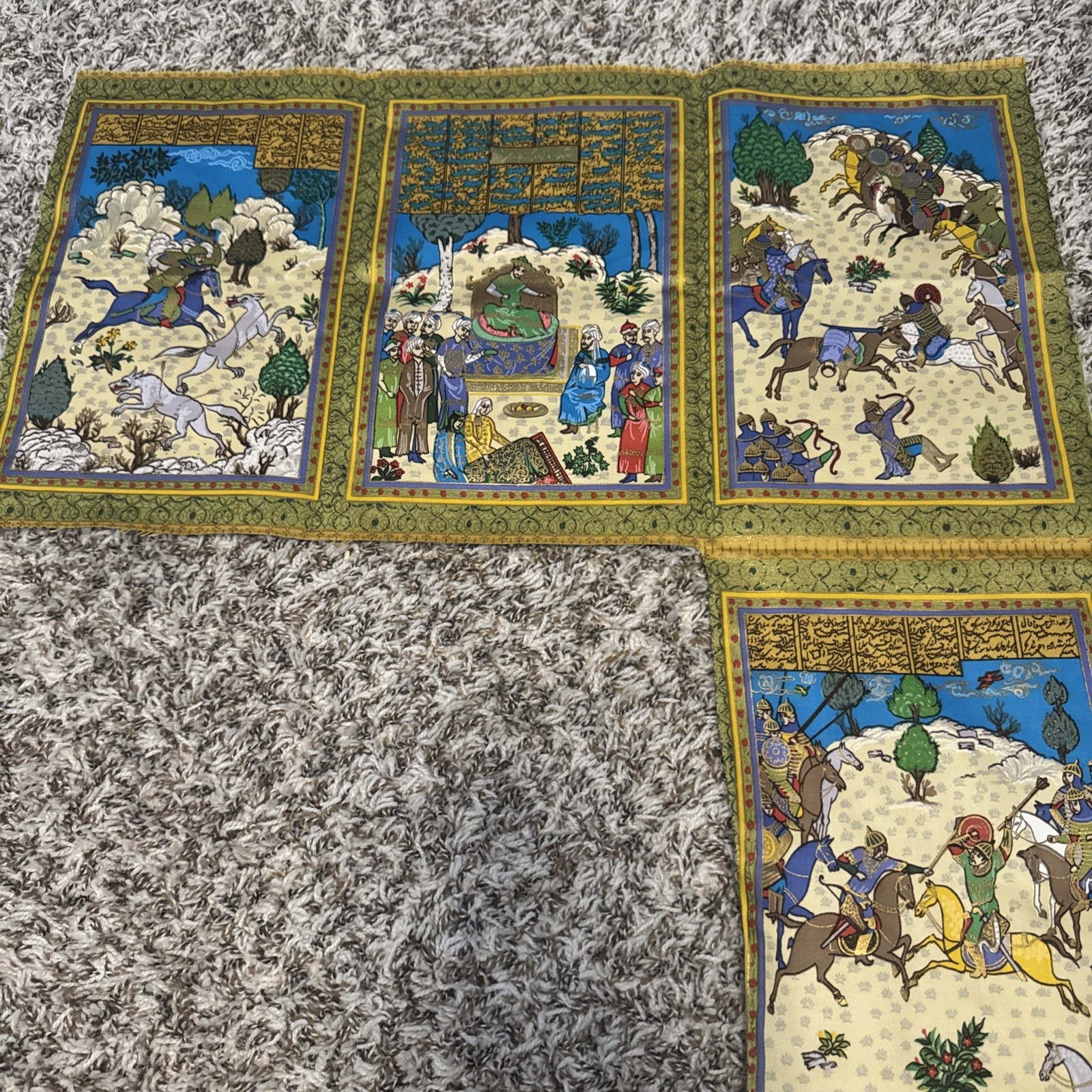 Vtg 1960s Hand Painted Persian Kalamkari Wall Art, Traditional Persian Tapestry. Vtg 1960s Hand Painted Persian Kalamkari Wall Art, Traditional Persian Tapestry.