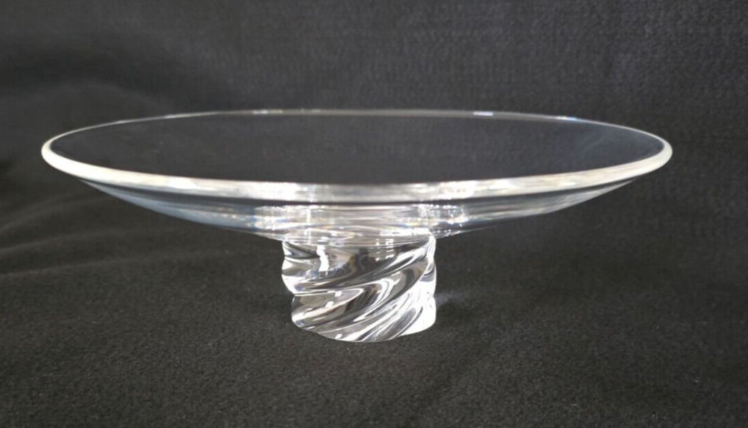 Steuben MCM Arts & Crafts Style Crystal Spiral Twist Pedestal Console Bowl Dish