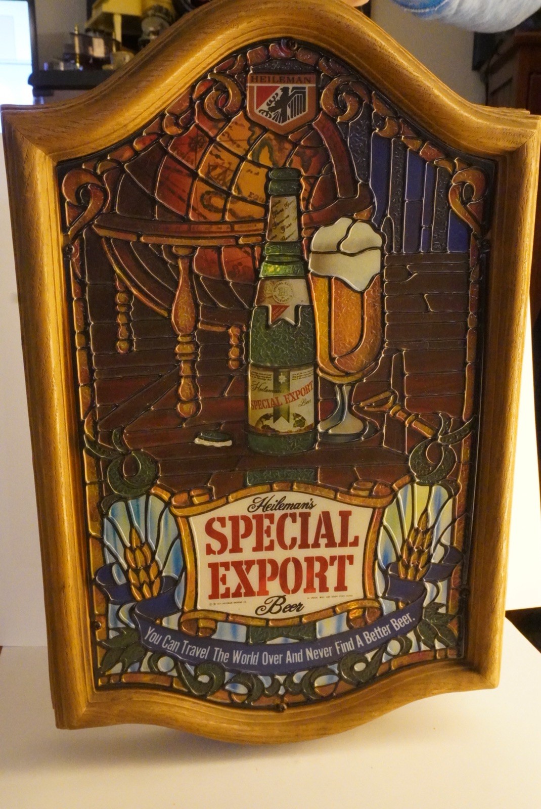 Vintage 1979 Heileman's Special Export Lighted Faux Stain Glass Beer Sign Vintage 1979 Heileman's Special Export Lighted Faux Stain Glass Beer Sign