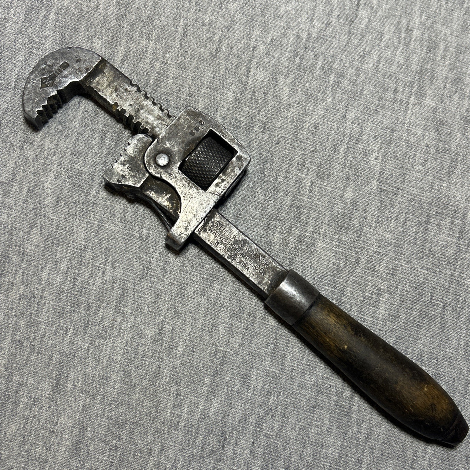 Vintage Walworth Stilson Pipe Wrench Wood Handle - Small