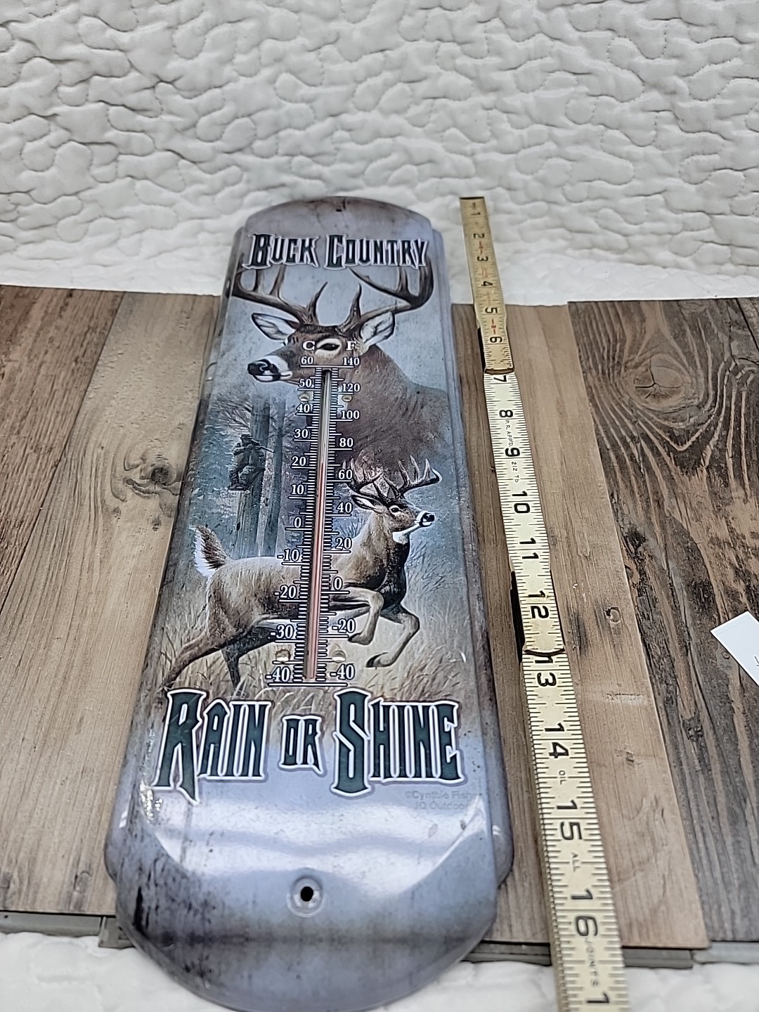 Buck Country Metal Wall Thermometer Cynthia Fisher JQ Outdoors Artwork 