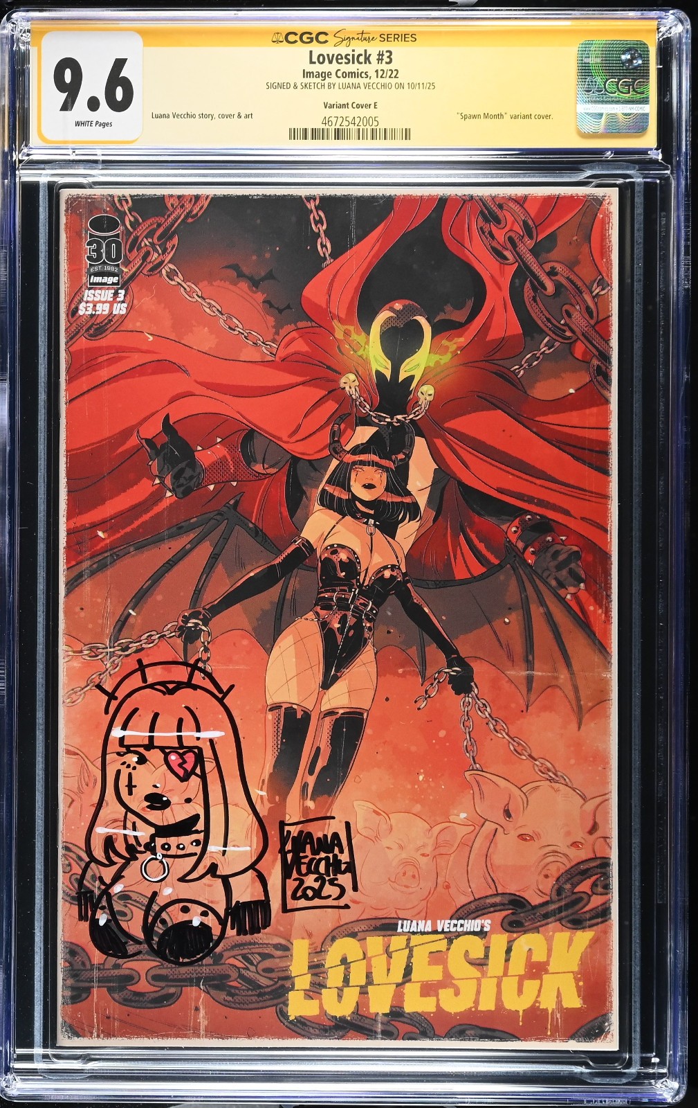 Lovesick #3 Spawn Variant Signed and Sketched by Luana Vecchio CGC HTF Lovesick #3 Spawn Variant Signed and Sketched by Luana Vecchio CGC HTF