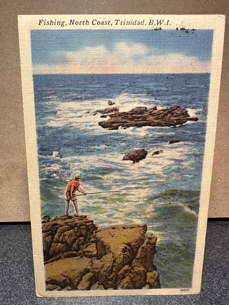 Fishing, North Coast, Trinidad, B.W.I. 1930 USA Collectible Posted Postcard Fishing, North Coast, Trinidad, B.W.I. 1930 USA Collectible Posted Postcard