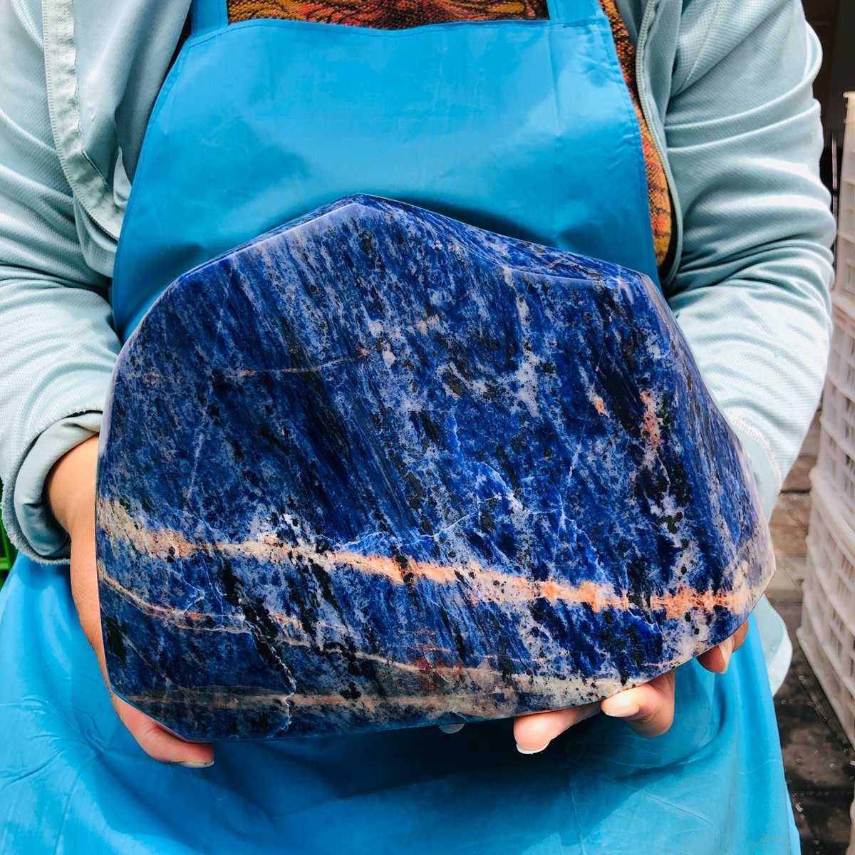 13.35 LB Natural Large Polished Sodalite Freeform Blue Mineral Specimen 5896