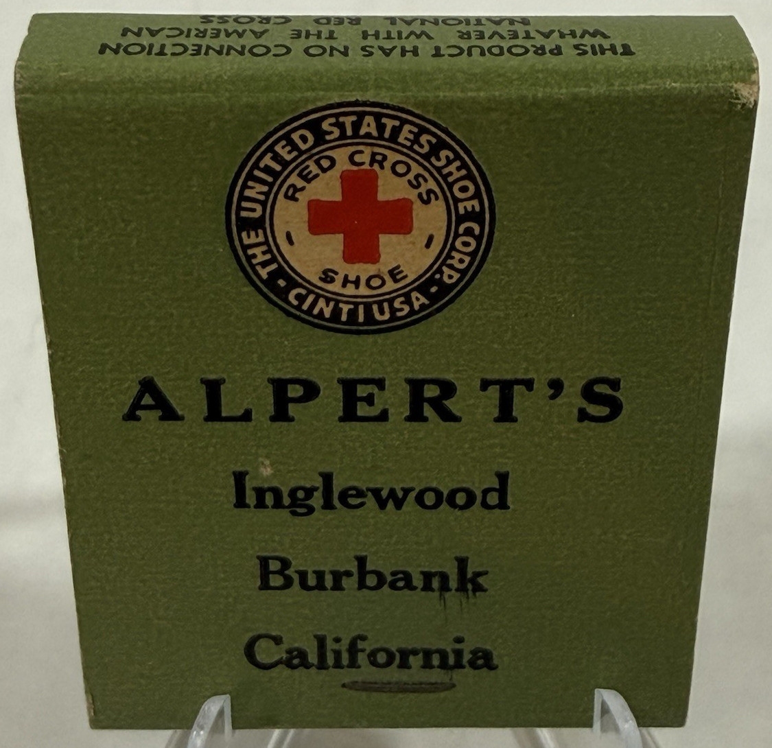 Vintage Red Cross Shoes Alpert\'s Burbank Inglewood Ca Unstruck Matchbook RARE