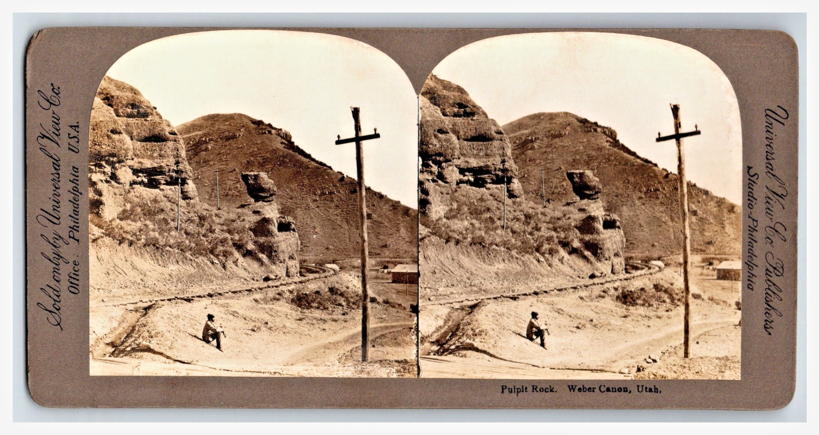 Pacific Railroad Stereoview Pulpit Rock Echo Weber Canon Utah