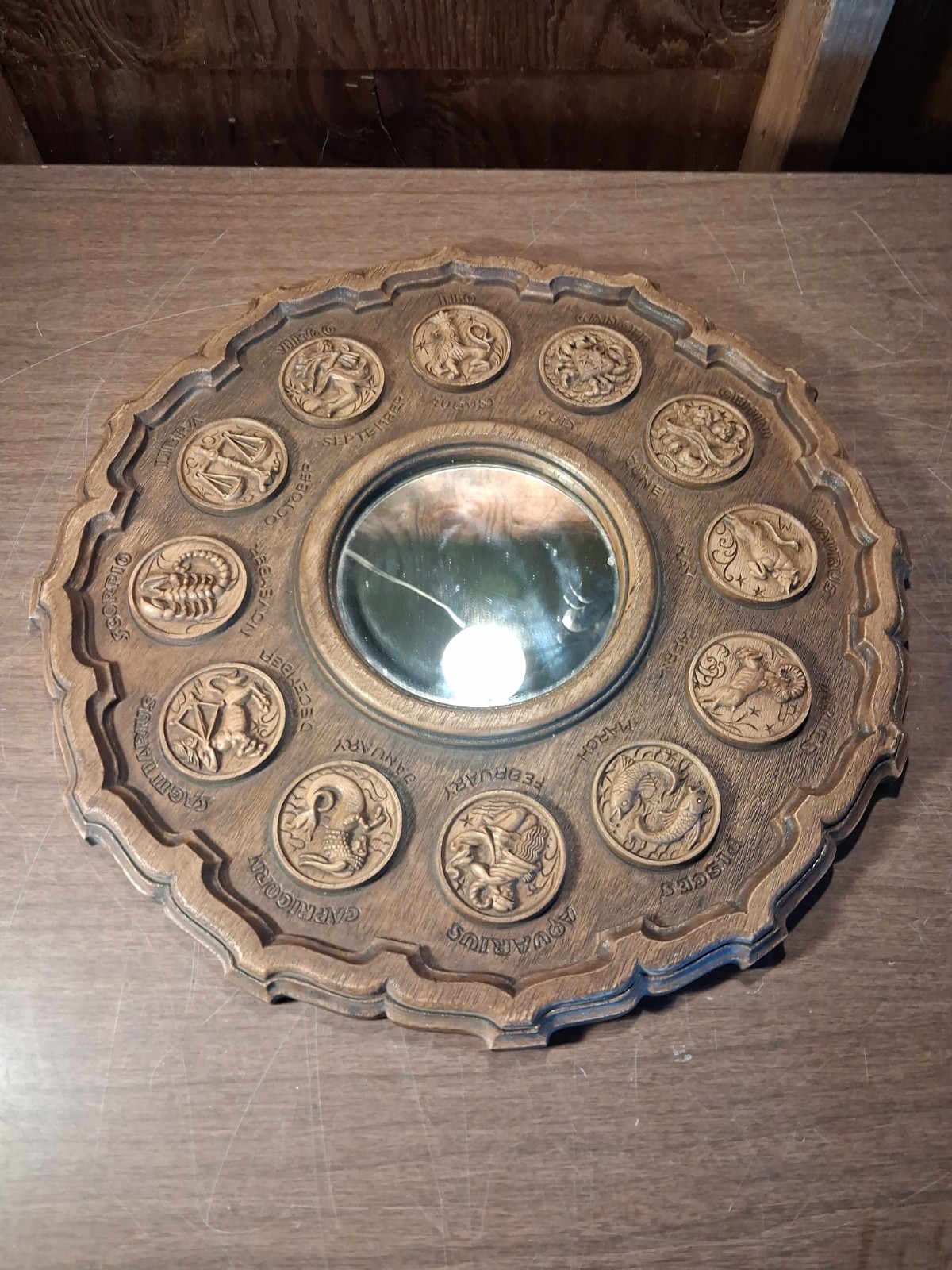Composite Round Zodiac Sign Astrology Wall Mirror / Photo Trieste Co 1969 15\ Composite Round Zodiac Sign Astrology Wall Mirror / Photo Trieste Co 1969 15\