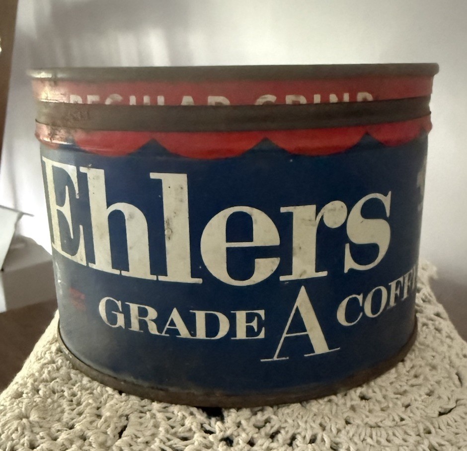 VINTAGE EHLERS #1 KEYWIND COFFEE TIN COOL GRAPHICS VINTAGE EHLERS #1 KEYWIND COFFEE TIN COOL GRAPHICS