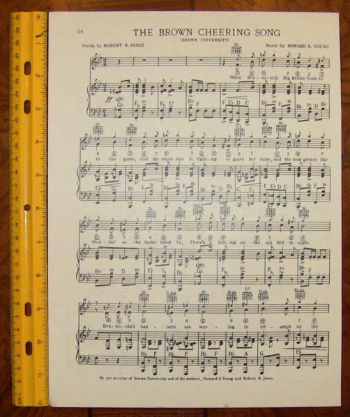 BROWN UNIVERSITY Song Sheet c1938 BROWN UNIVERSITY Song Sheet c1938