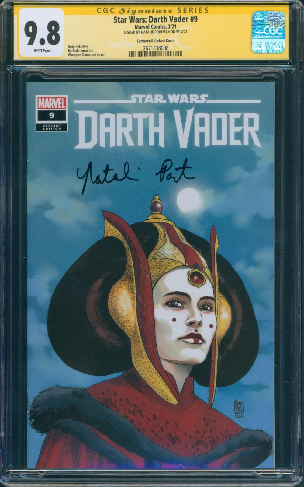 Natalie Portman Signed Star Wars: Darth Vader #9 SWAU Variant 9.8 CGC