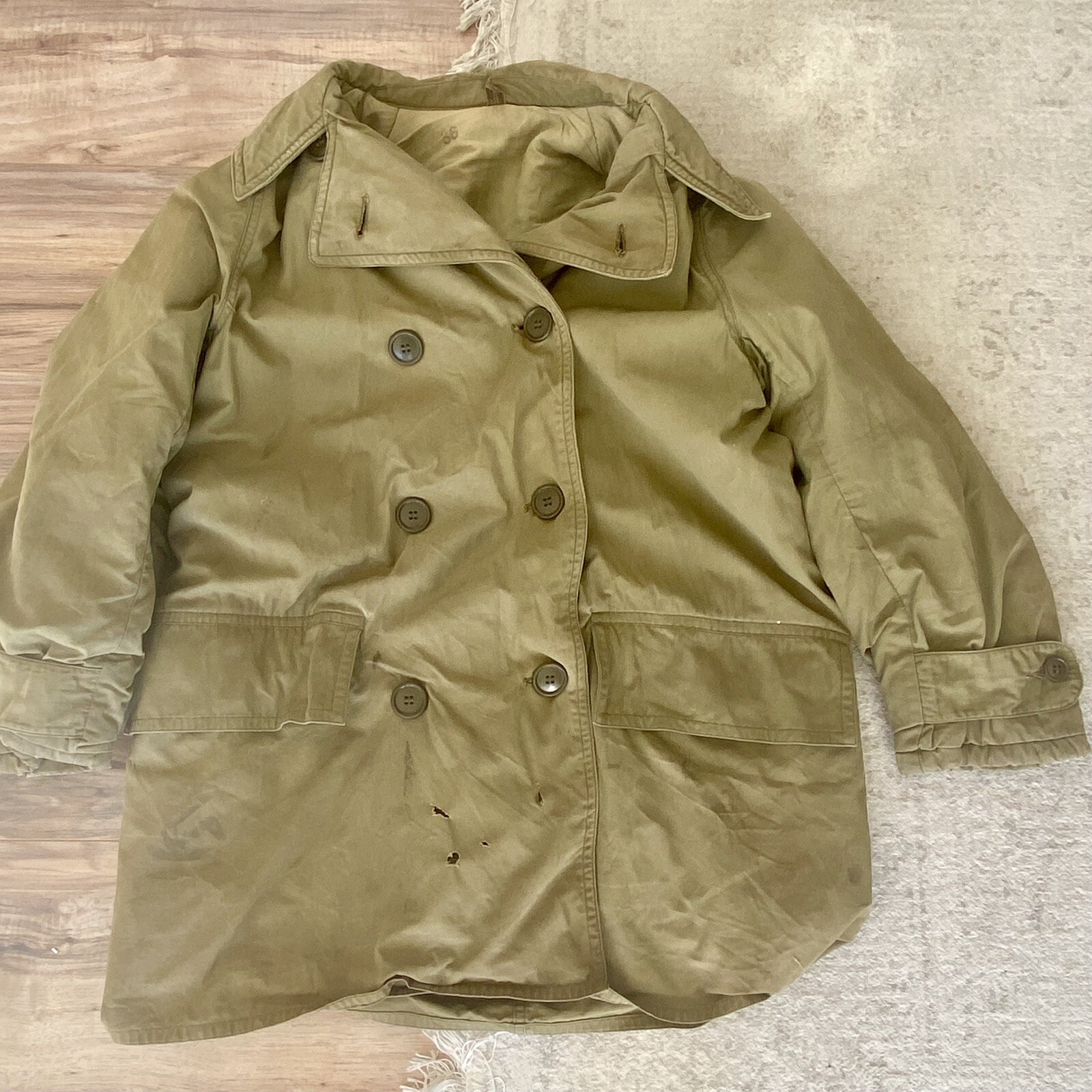 Vintage WWII Mackinaw Jeep Coat Mens 36 Green 1940s Barnstormer Military Vintage WWII Mackinaw Jeep Coat Mens 36 Green 1940s Barnstormer Military