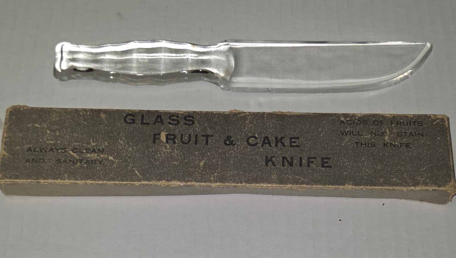 Vintage 1930s Vitex-Glas Clear Glass Fruit & Cake Knife with Original Box -...