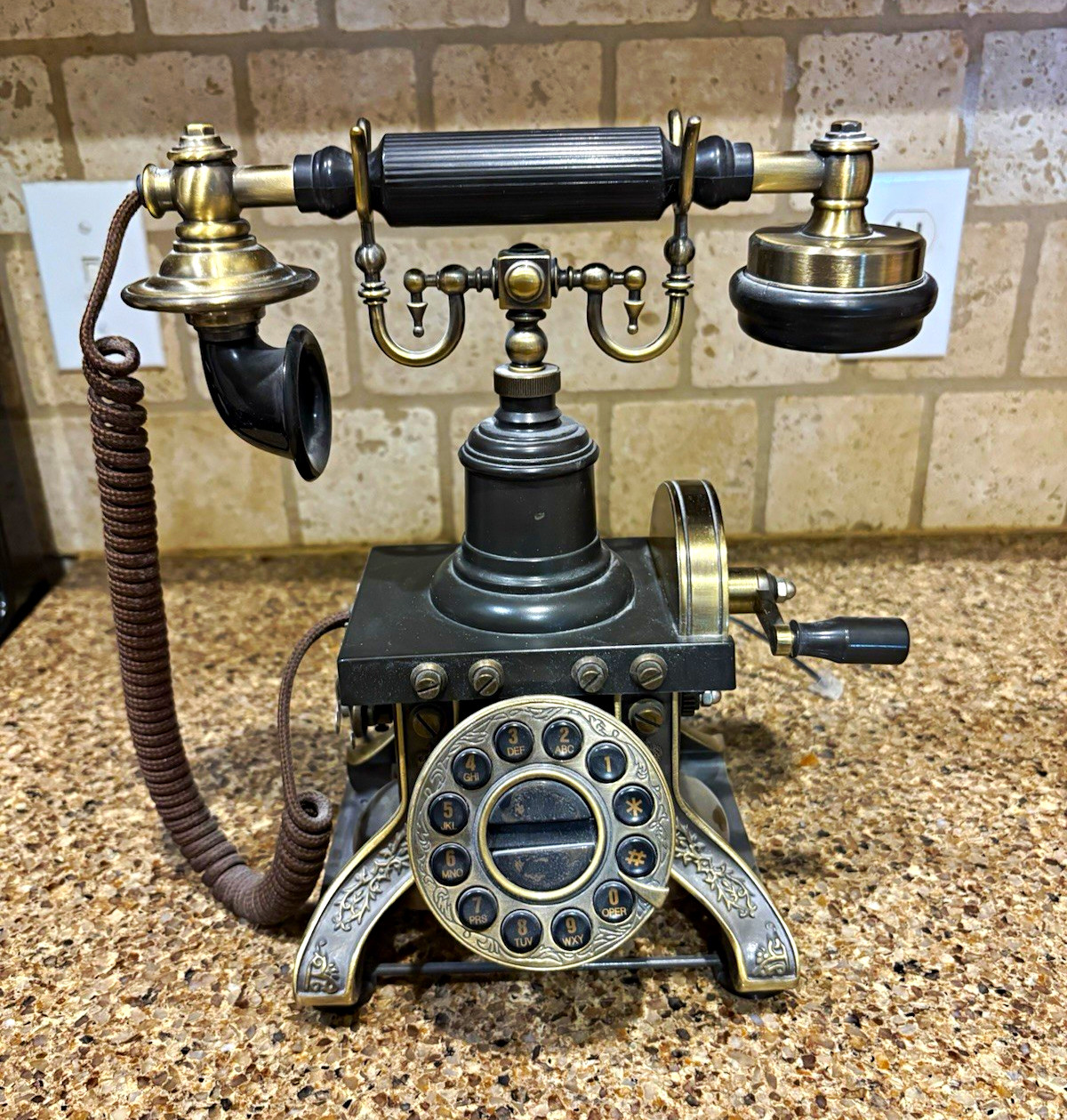 Antique-Style Candlestick Telephone Rotary Dial w/ Handset & Crank Antique-Style Candlestick Telephone Rotary Dial w/ Handset & Crank