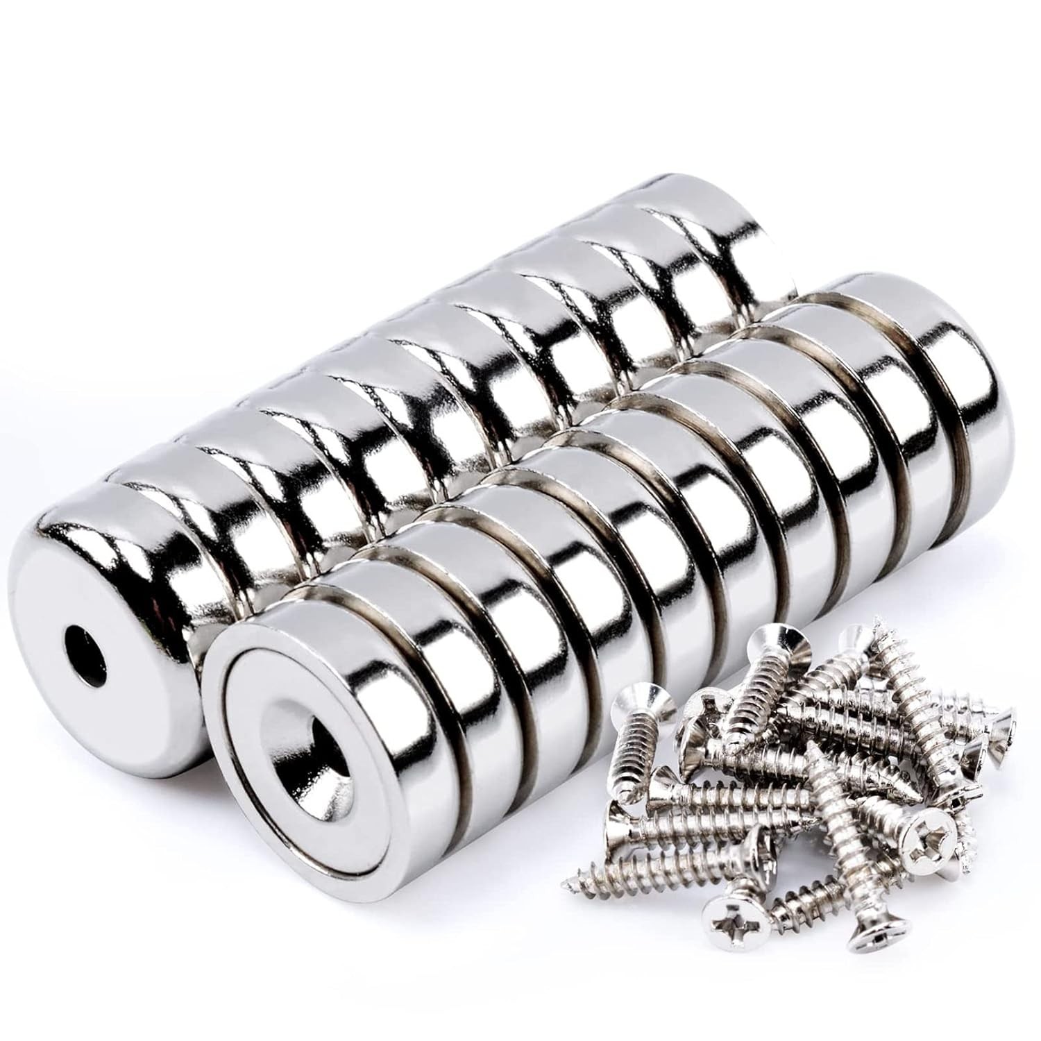 Neodymium Cup Magnets 16mm Countersunk Hole Heavy Duty 20Pcs Mounting Tools Neodymium Cup Magnets 16mm Countersunk Hole Heavy Duty 20Pcs Mounting Tools