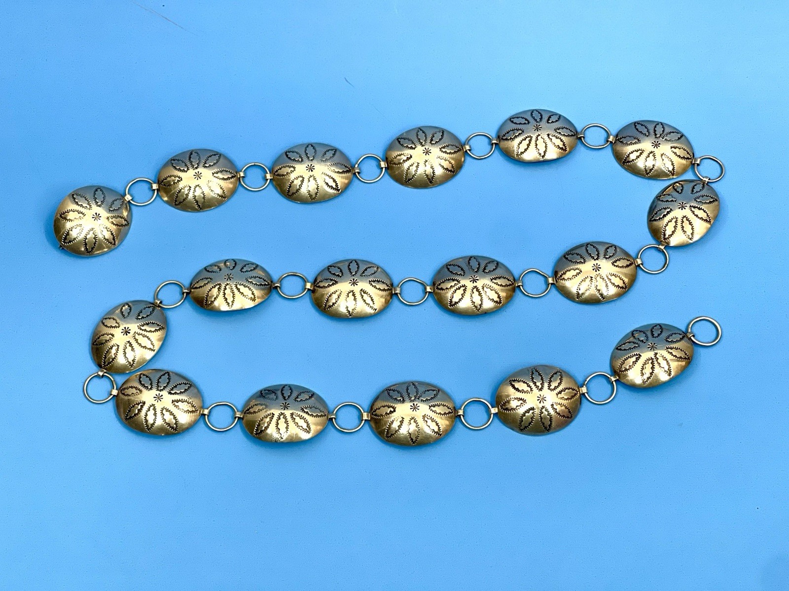 NOS Vintage Navajo R Tulley Sterling Silver Oval Links Concho Belt j 94.1g scrap
