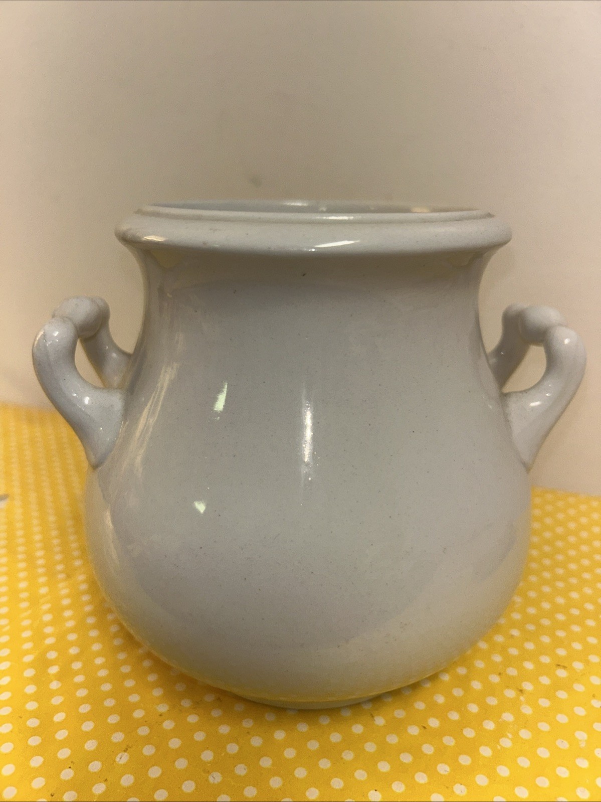 Antique Ironstone Wm Adams Tunstall White Sugar Bowl NO LID Vase 5.5” Handles Antique Ironstone Wm Adams Tunstall White Sugar Bowl NO LID Vase 5.5” Handles