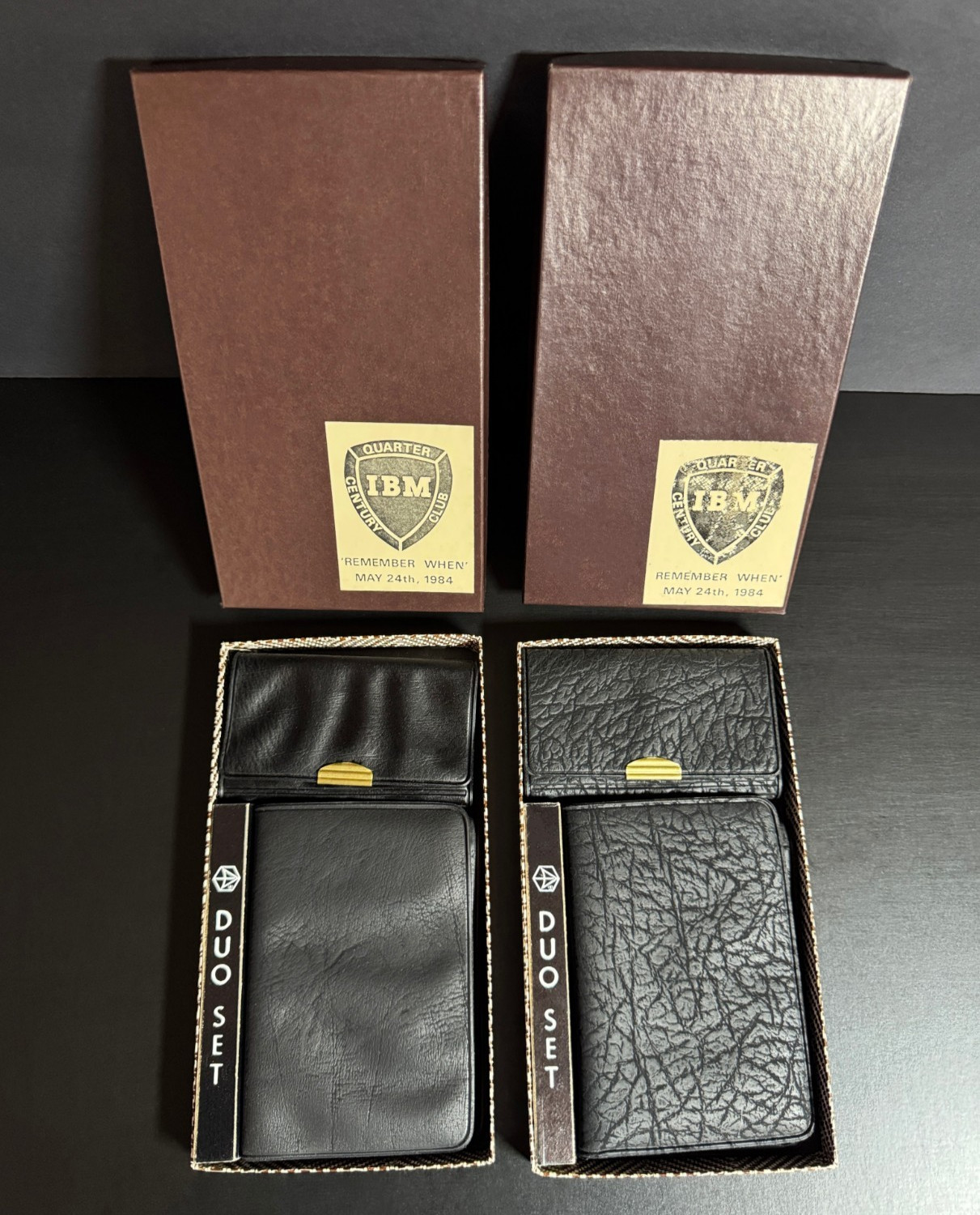 2 VTG 1984 IBM Quarter Century Club 25 Year Service - Duo Wallet Key Sets UNUSED