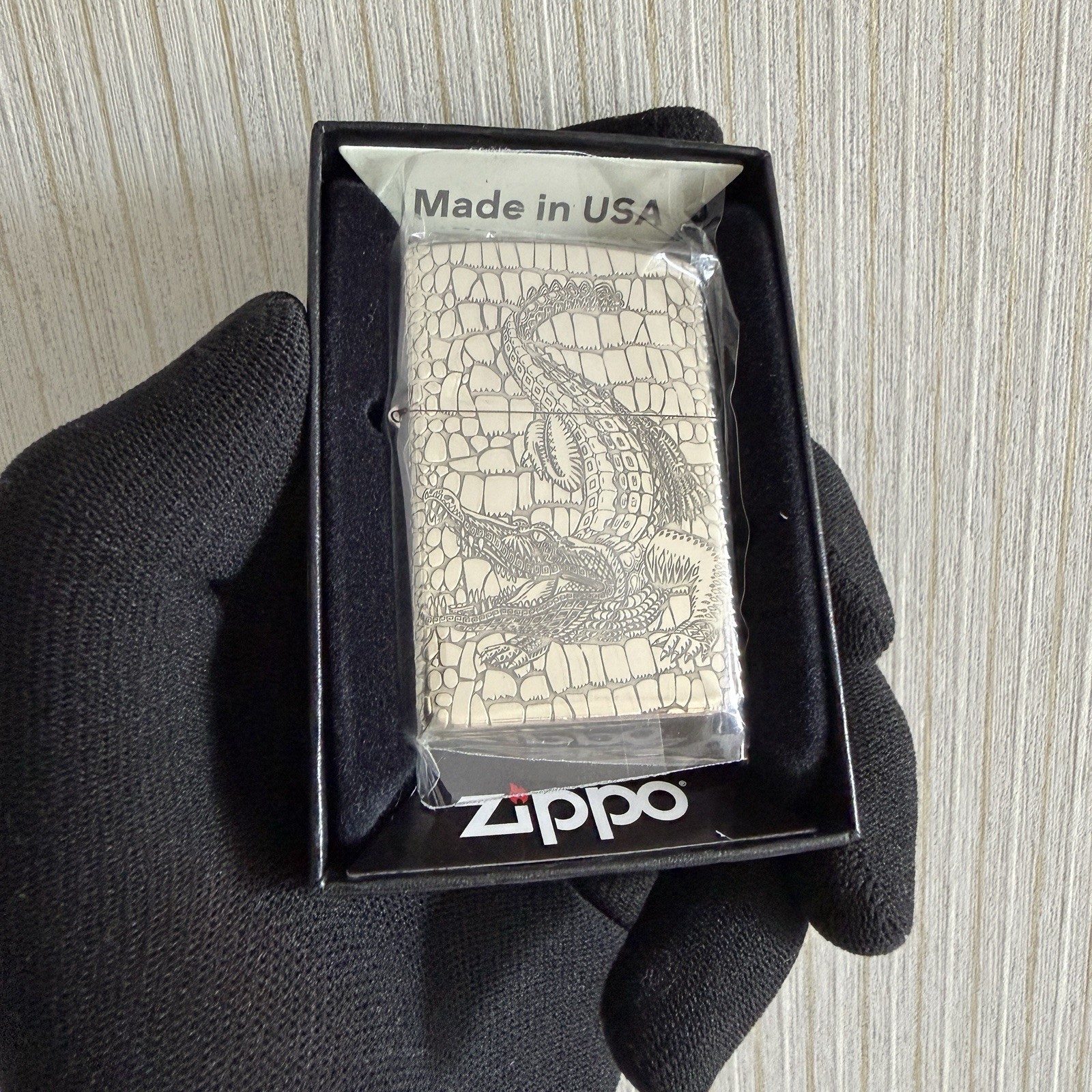 Crocodile Zippo 5 Sided Windproof Rare Lighter With Box