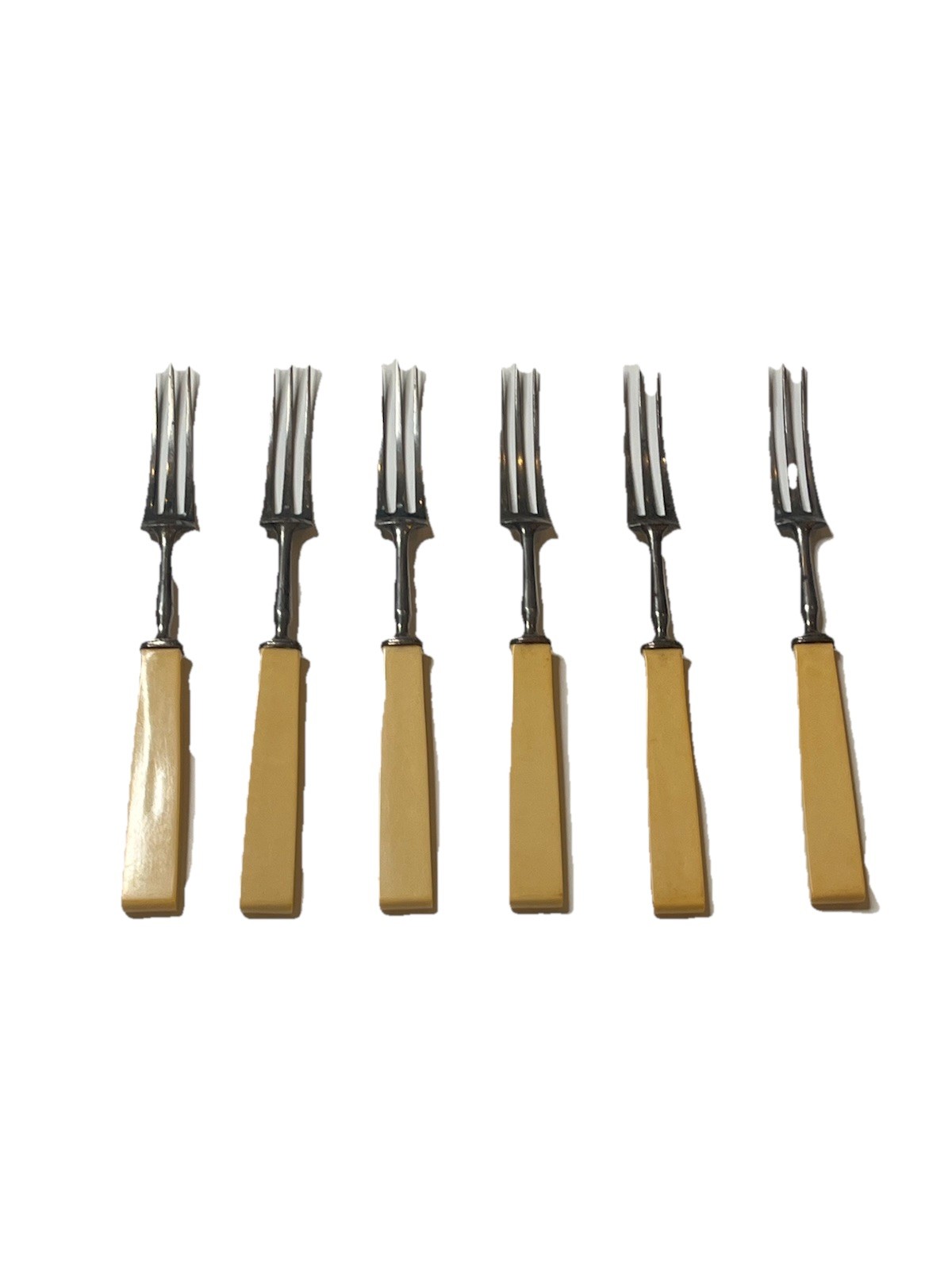 Vtg WR Humphreys & Co Sheffield England Dessert Forks Set of 6 Faux Bone Handles