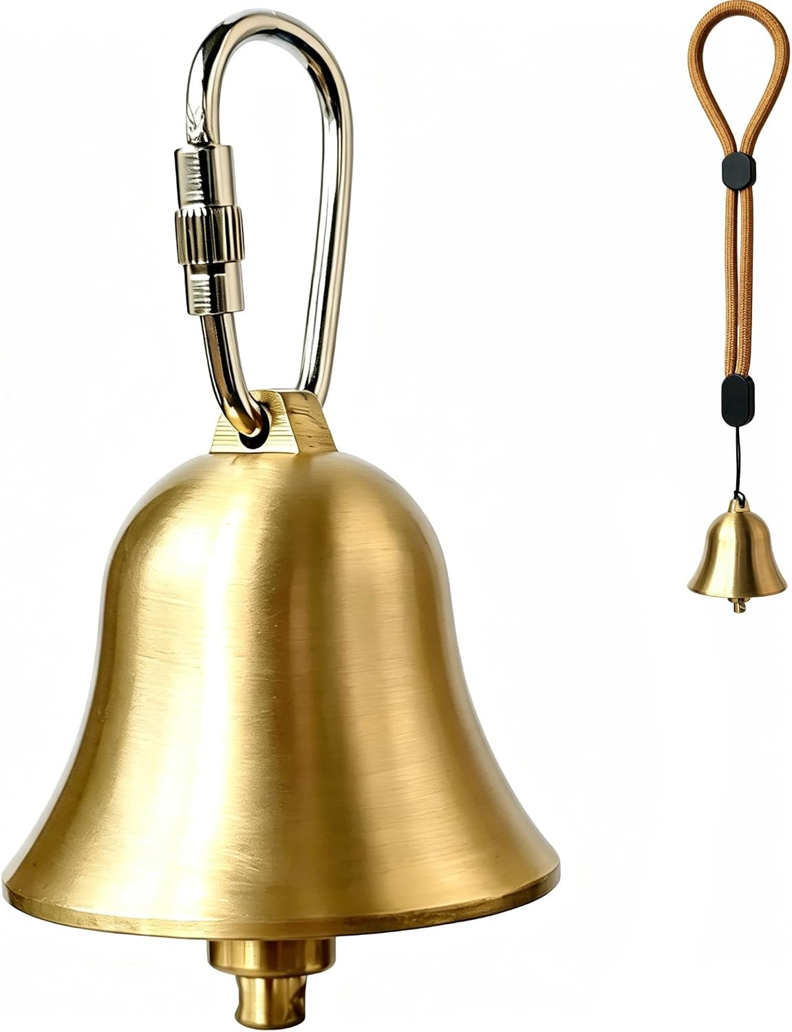 Extra Loud Hanging Brass Bell, Brushed Brass 1.5 Inch Bell with Quick Link Extra Loud Hanging Brass Bell, Brushed Brass 1.5 Inch Bell with Quick Link