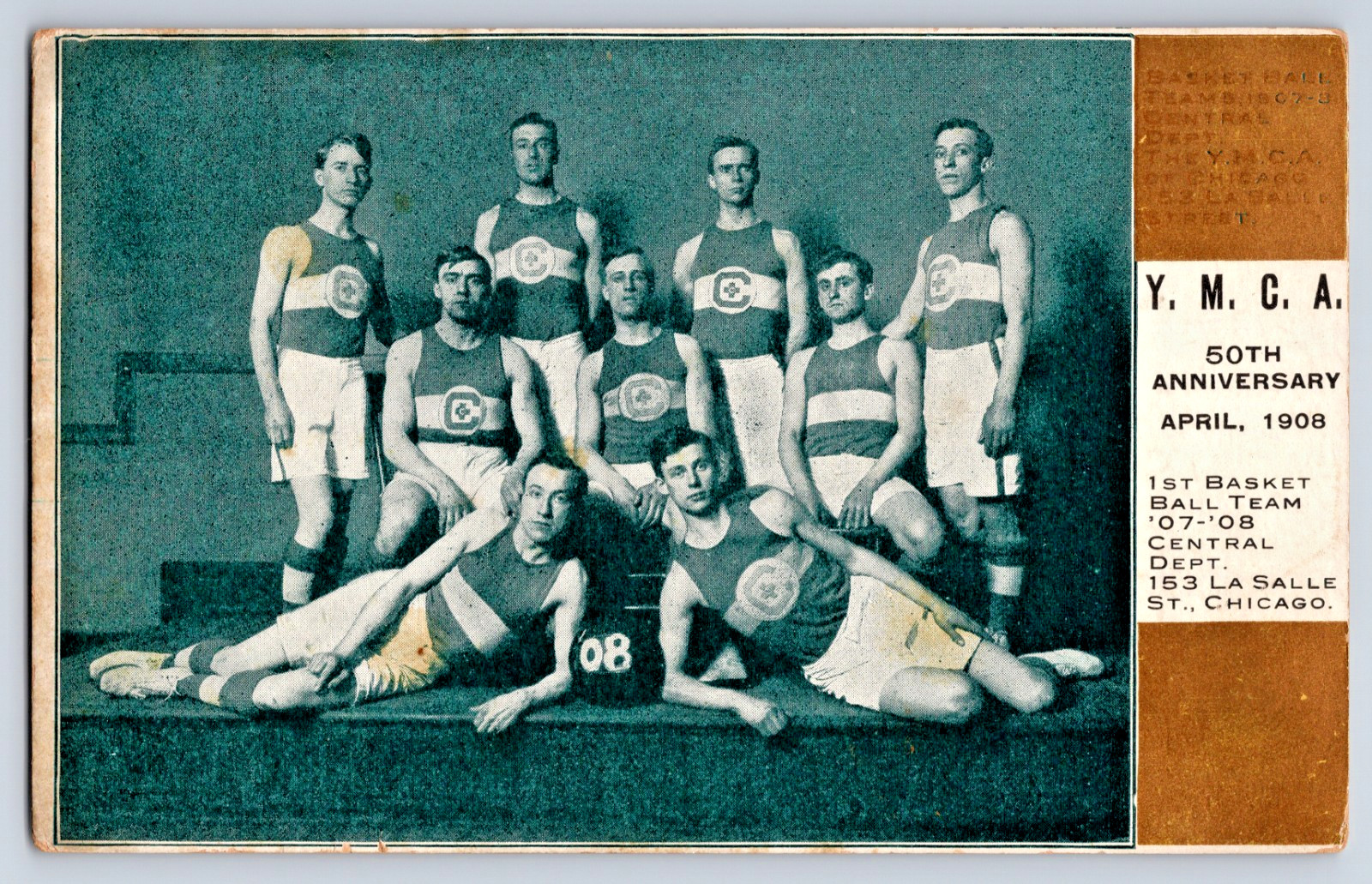 Chicago IL Illinois YMCA 1907-1908 Basketball Team 1908 Postcard