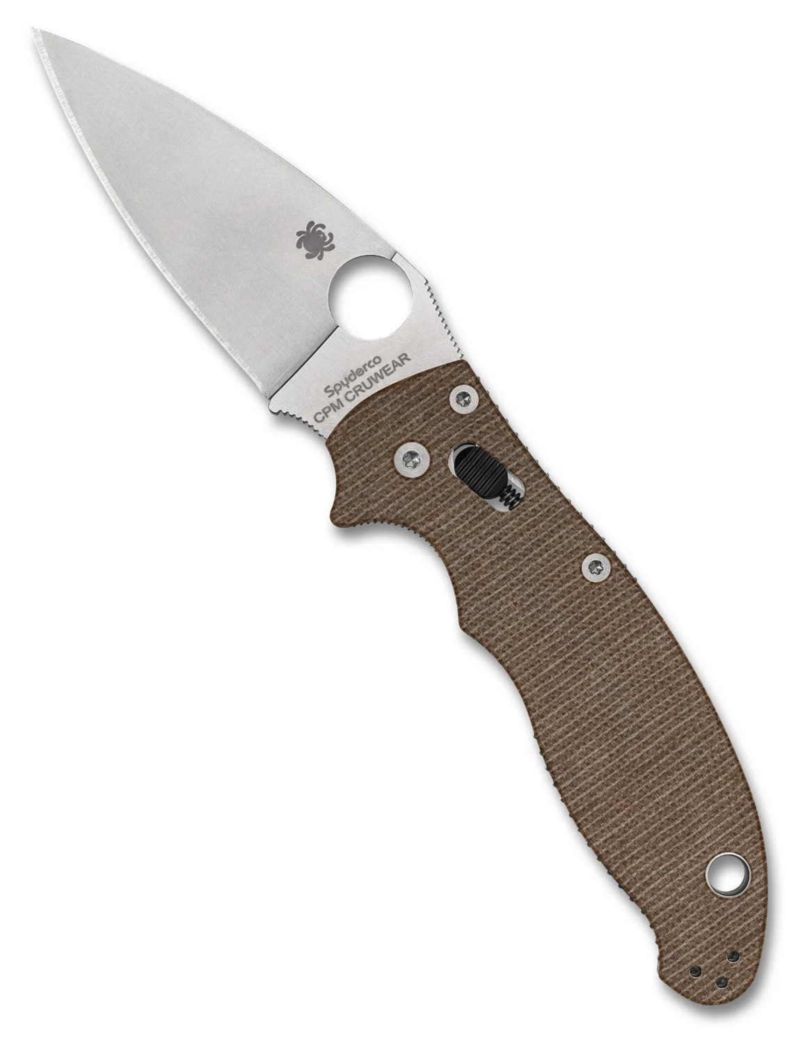 Spyderco Manix 2 Brown Canvas Micarta CPM CRU-WEAR 3.37\