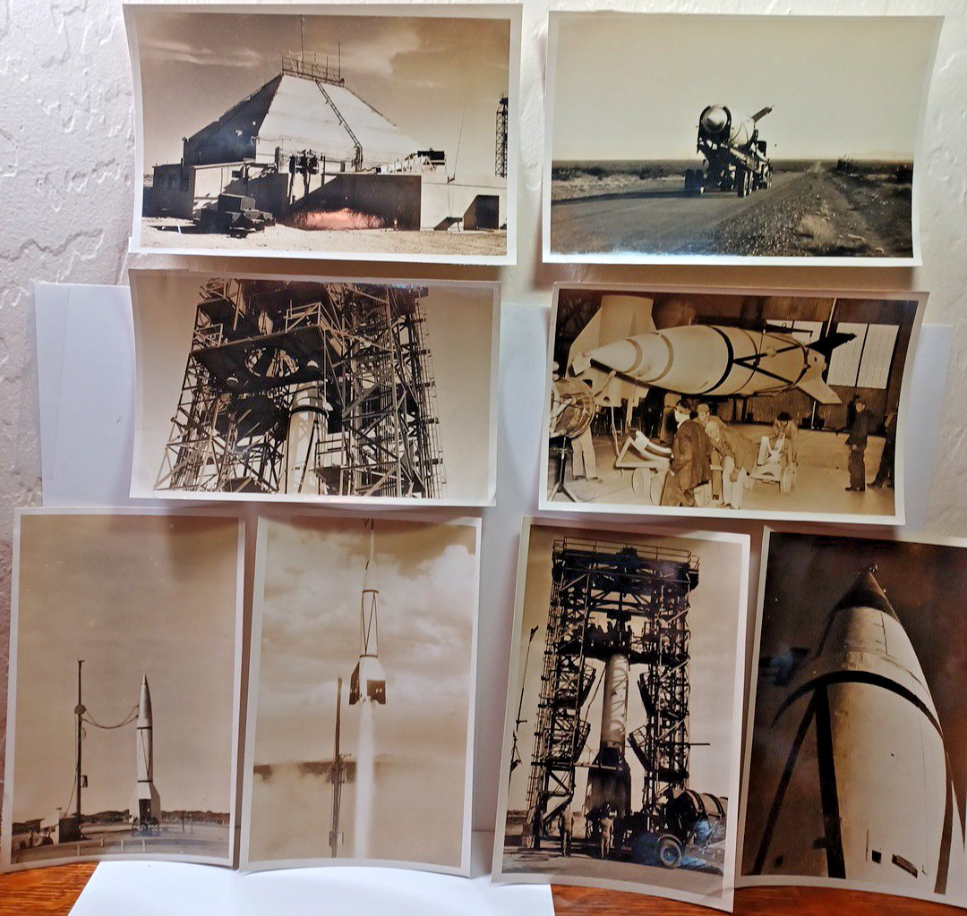 8 - 1946 White Sands N Mexico V-2 Rocket Snapshot Pics w/ Von Braun 5x7 JRR6