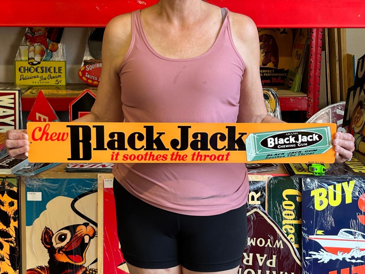 Vintage Style Metal Sign Blackjack Chewing Gum NOT Porcelain 30x4 Made USA
