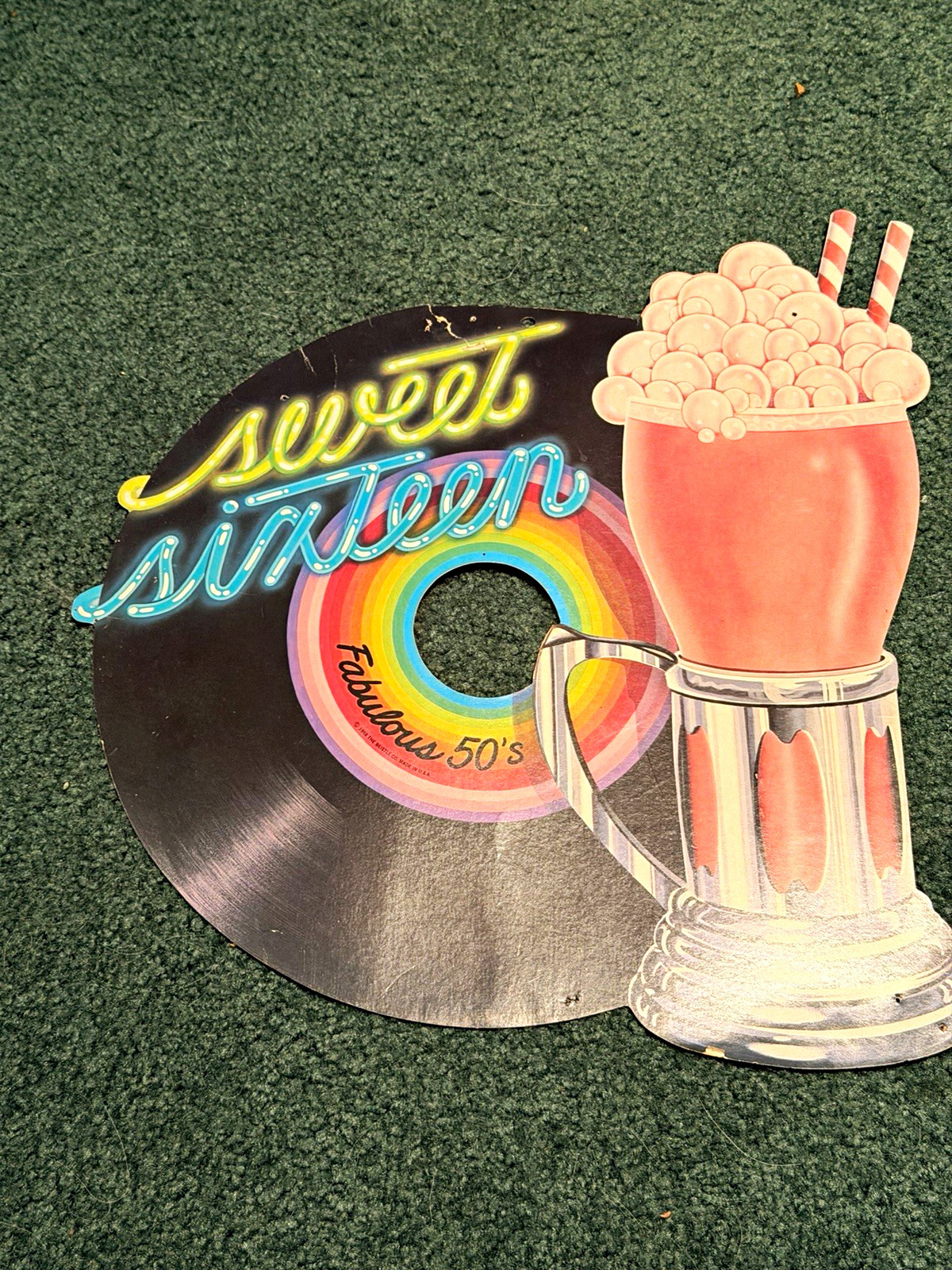 Vintage 1988 Beistle Sweet Sixteen Fabulous 50s Die-Cut Soda Fountain Sign USA Vintage 1988 Beistle Sweet Sixteen Fabulous 50s Die-Cut Soda Fountain Sign USA