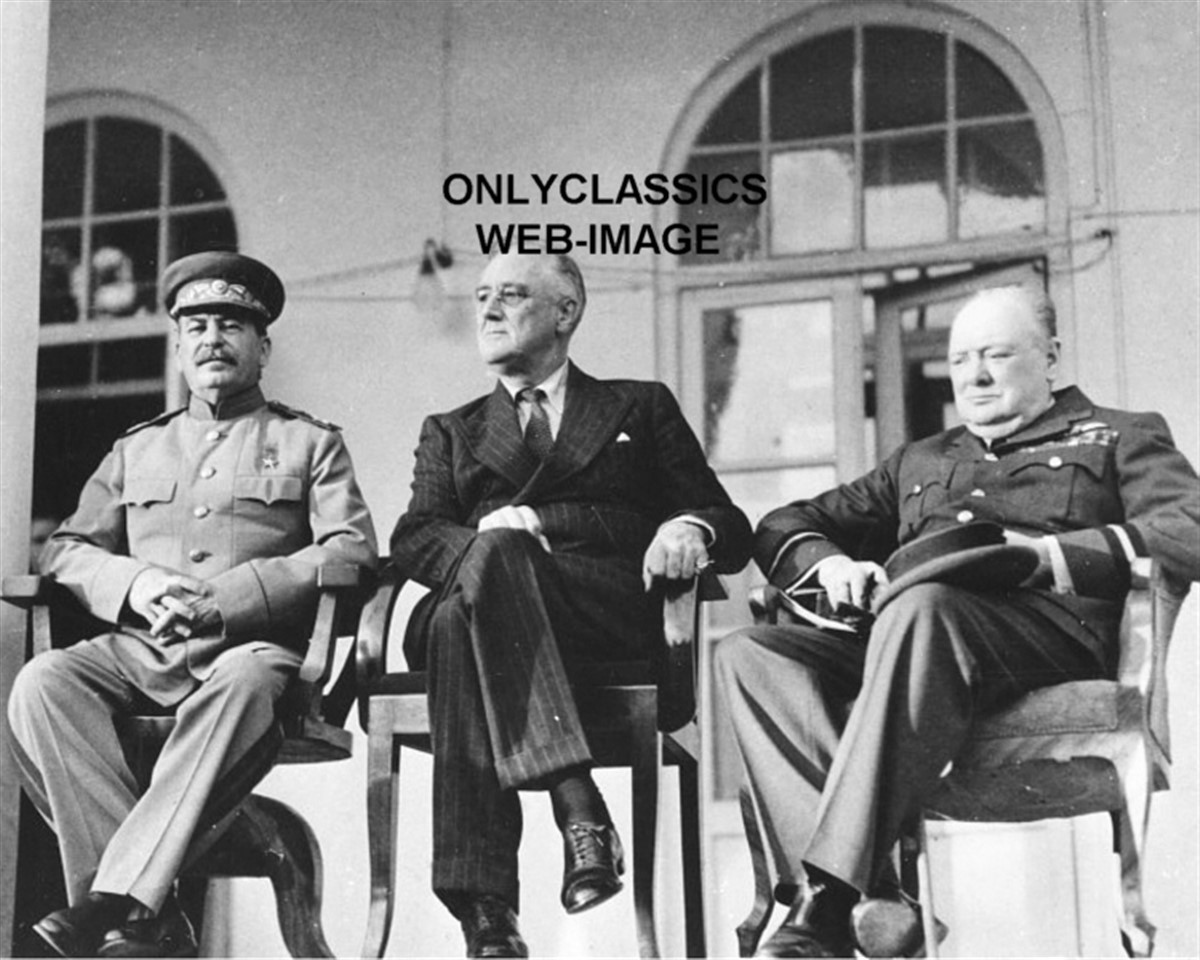 WWII FRANKLIN ROOSEVELT-WINSTON CHURCHILL-JOSEPH STALIN 8X10 PHOTO WORLD WAR TWO