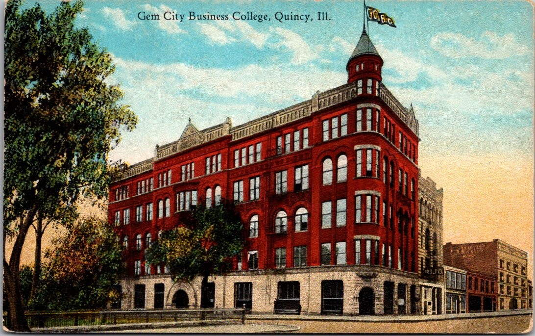 Quincy Illinois Gem City Business College C.E.W. Publisher Postcard Quincy Illinois Gem City Business College C.E.W. Publisher Postcard