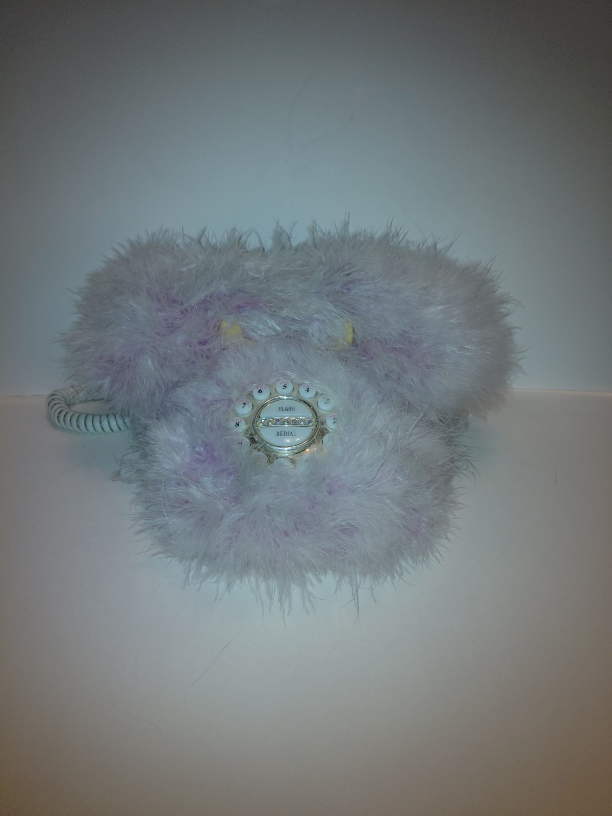 Vintage Y2K Purple Fuzzy Feather Phone Telephone Model 2506 Vintage Y2K Purple Fuzzy Feather Phone Telephone Model 2506