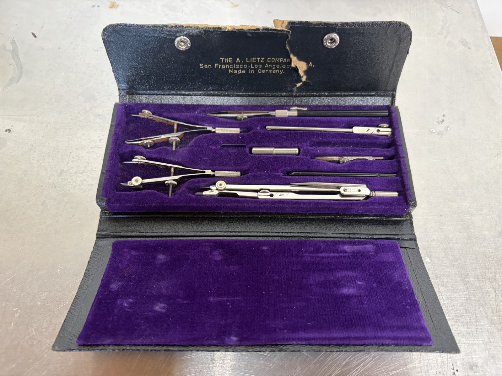 Vintage - A. Lietz Company - Drafting Draw Set - S.F  LA - German Made