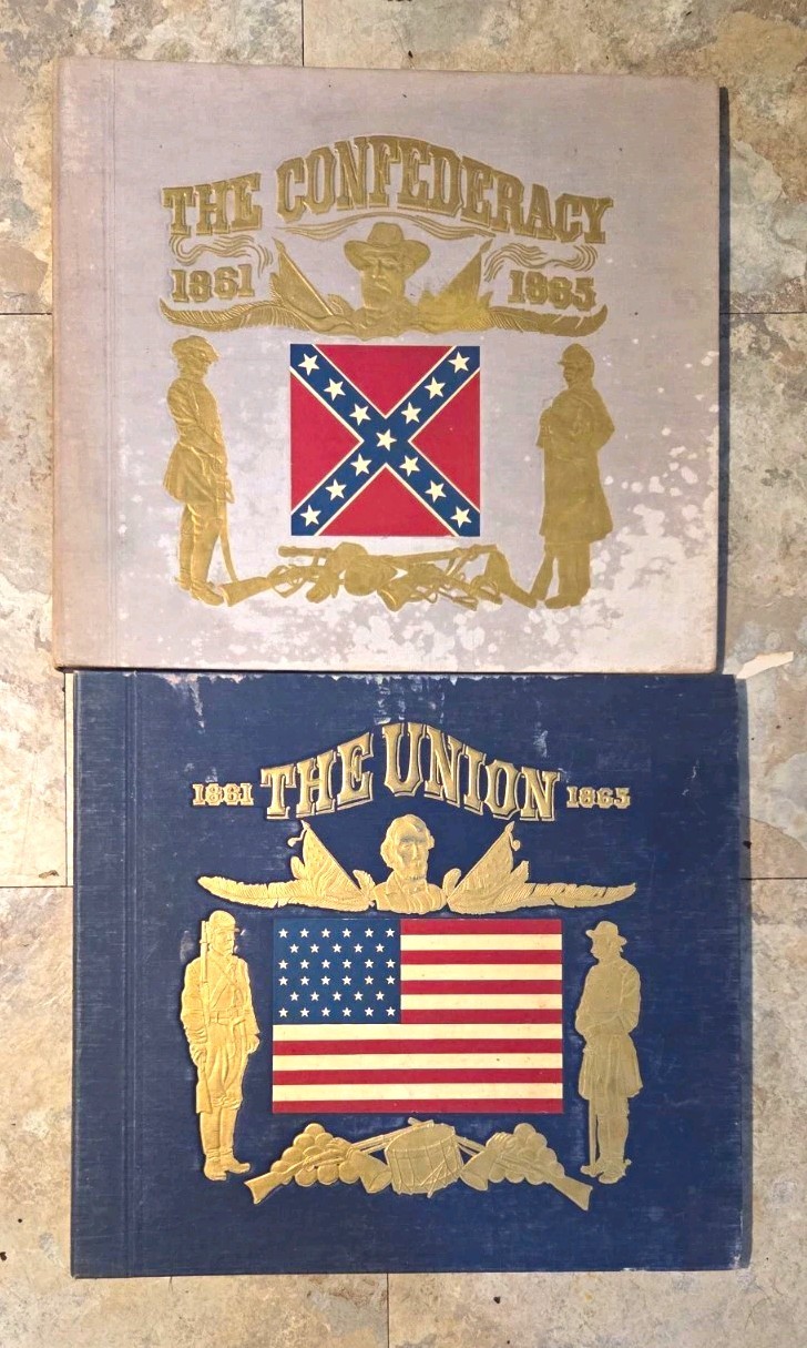 Vtg 1954 Columbia 2 Vinyl LPs Books THE CONFEDERACY & THE UNION 1st Press Flag  