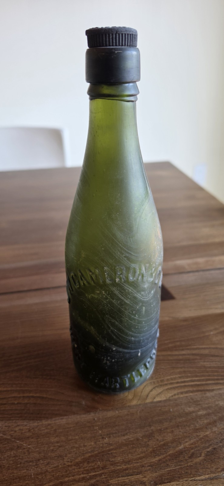 Antique J.W. Cameron West Hartlepool Beer Bottle Original Screw Stopper c.1900