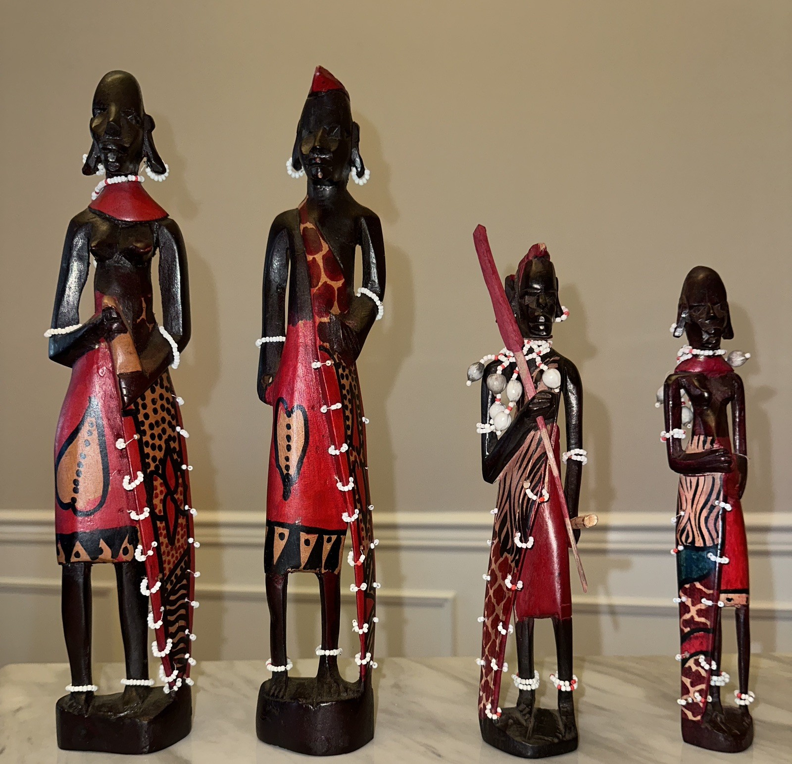 Vintage Maasai Tribal Warriors Kenya African Sculpture Hand Carved 12” and 9” Vintage Maasai Tribal Warriors Kenya African Sculpture Hand Carved 12” and 9”