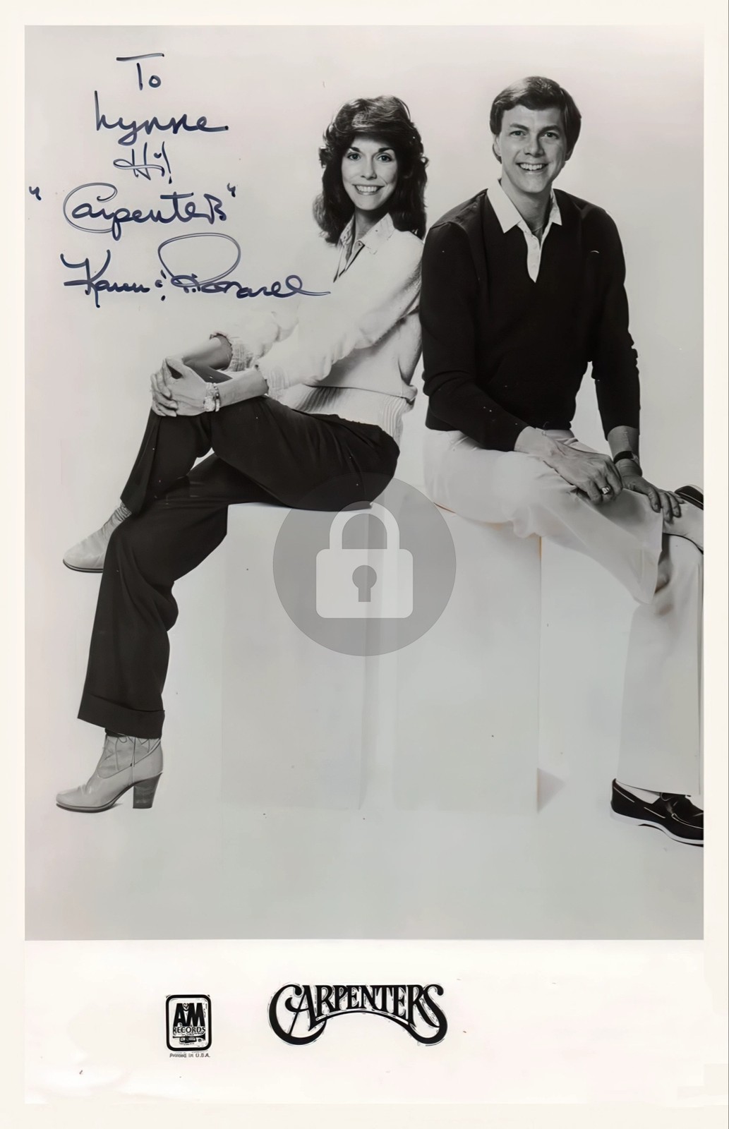 Karen & Richard Carpenter Signed Autograph Photo Postcard COPY