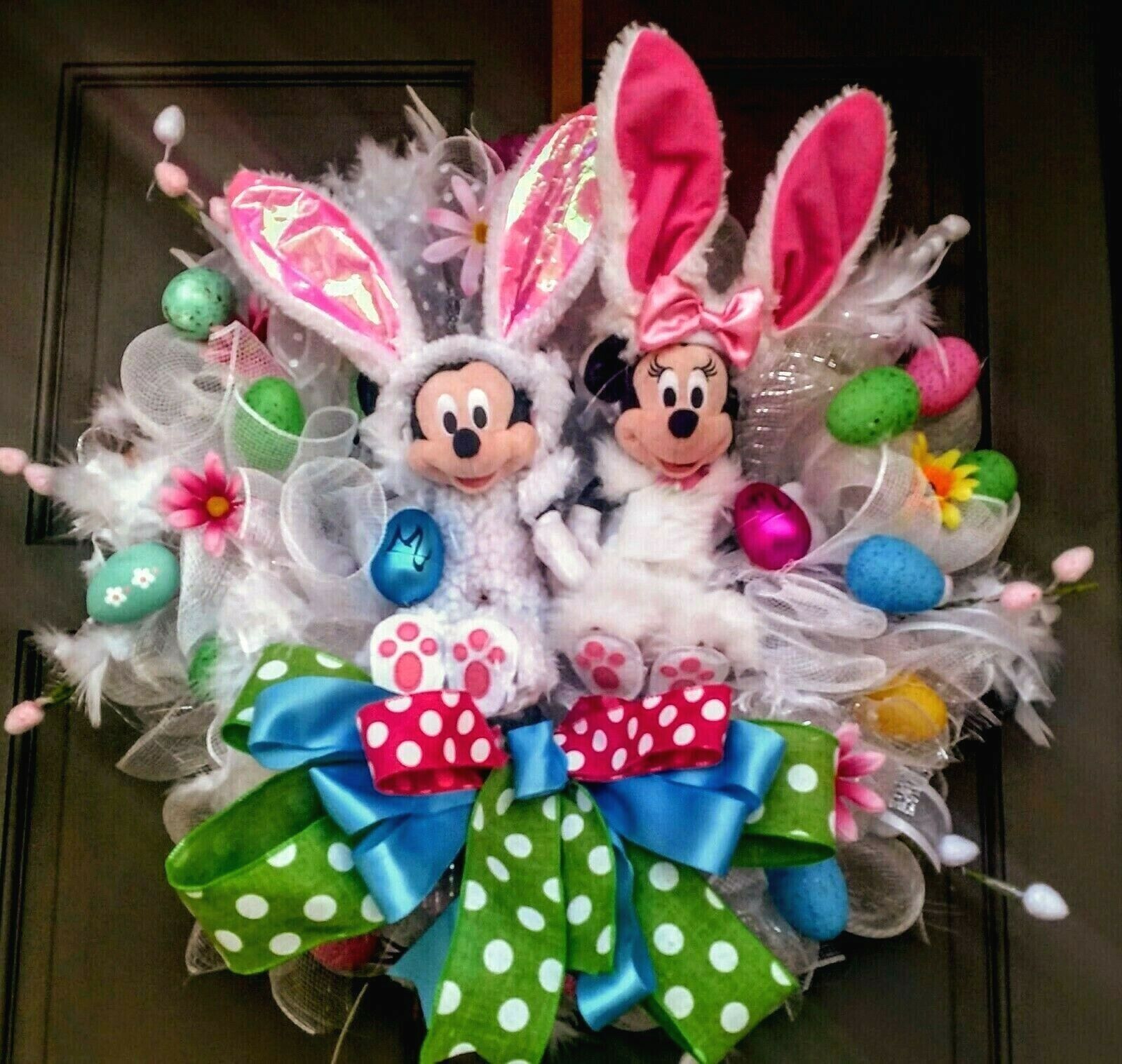 Mickey Minnie Mouse Easter Wreath Large Handmade 24\