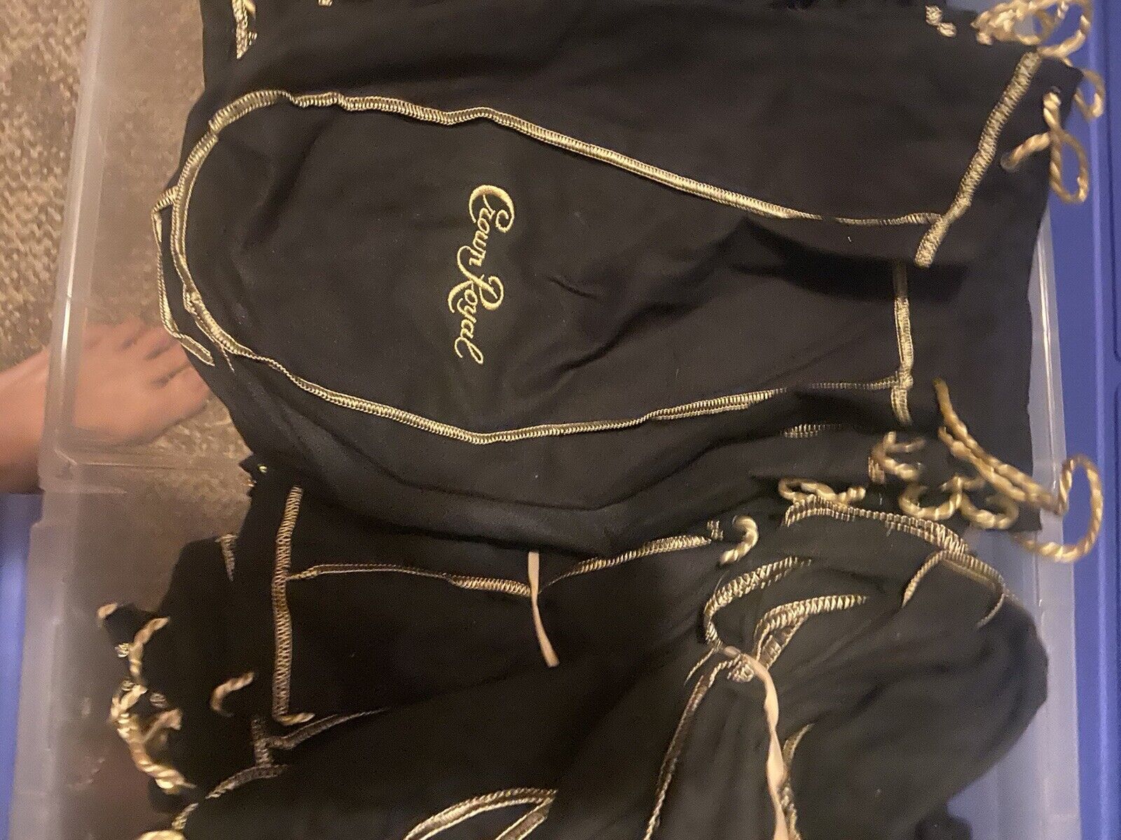 Lot: 25 BlackCrown Royal 12”1.75 Liter Drawstring Bags. Quilting/crafts/collect