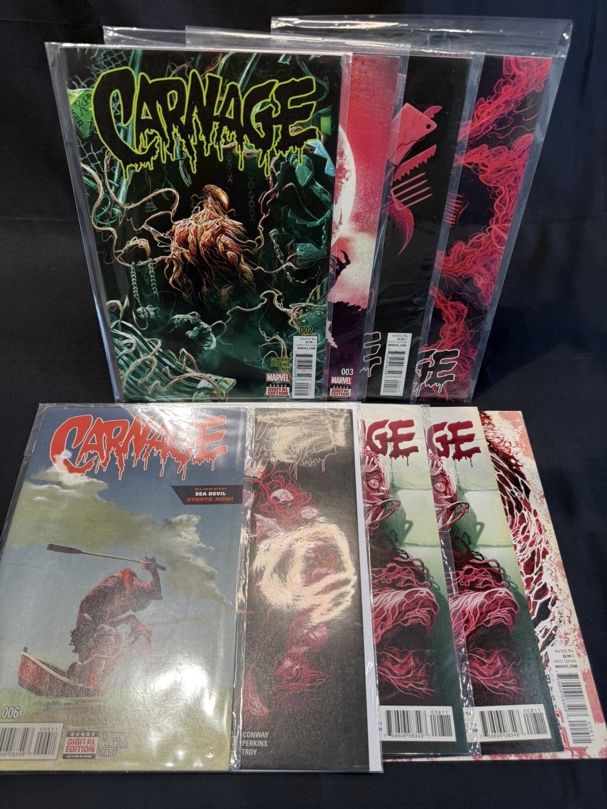 LOT OF 10 CARNAGE - #2-9 (8 x2) Marvel - Conway - Perkins - Troy VF/NM LOT OF 10 CARNAGE - #2-9 (8 x2) Marvel - Conway - Perkins - Troy VF/NM