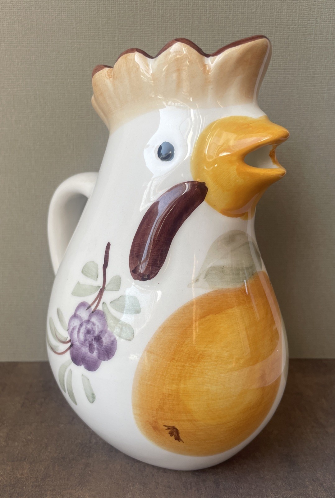 Marketplace  Ceramic Chicken/ Rooster Pitcher, Farmhouse Decor, Made in Italy