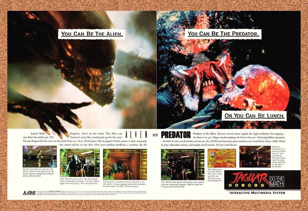1994 Aliens vs Predator Jaguar Original Advertisement / Retro Promo v8
