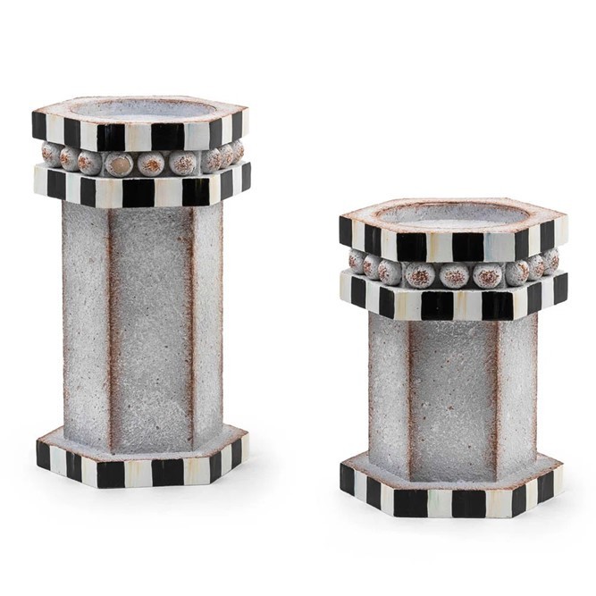 MacKenzie Childs Honeycomb Pillar Candle Holders -Set of 2- RETIRED *NEW*